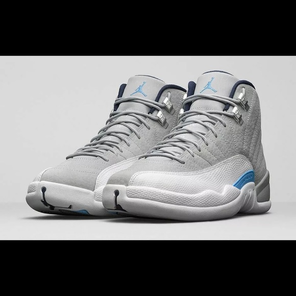 Air Jordan 12 Grey/University Blue (Boys Size 4) Slightly used - Picture 1 of 5